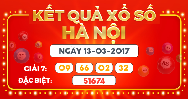 Kết quả xổ số Hà Nội ngày 13/3/2017