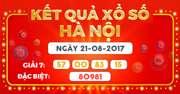 Kết quả xổ số Hà Nội ngày 21/8/2017