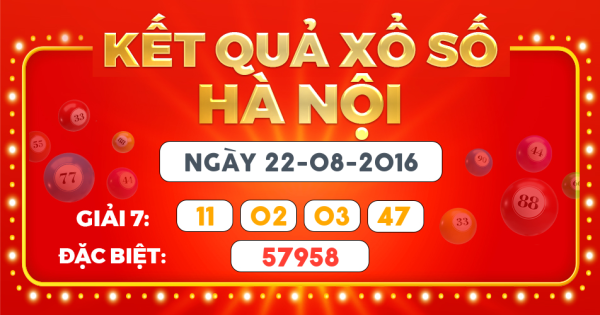Kết quả xổ số Hà Nội ngày 22/8/2016